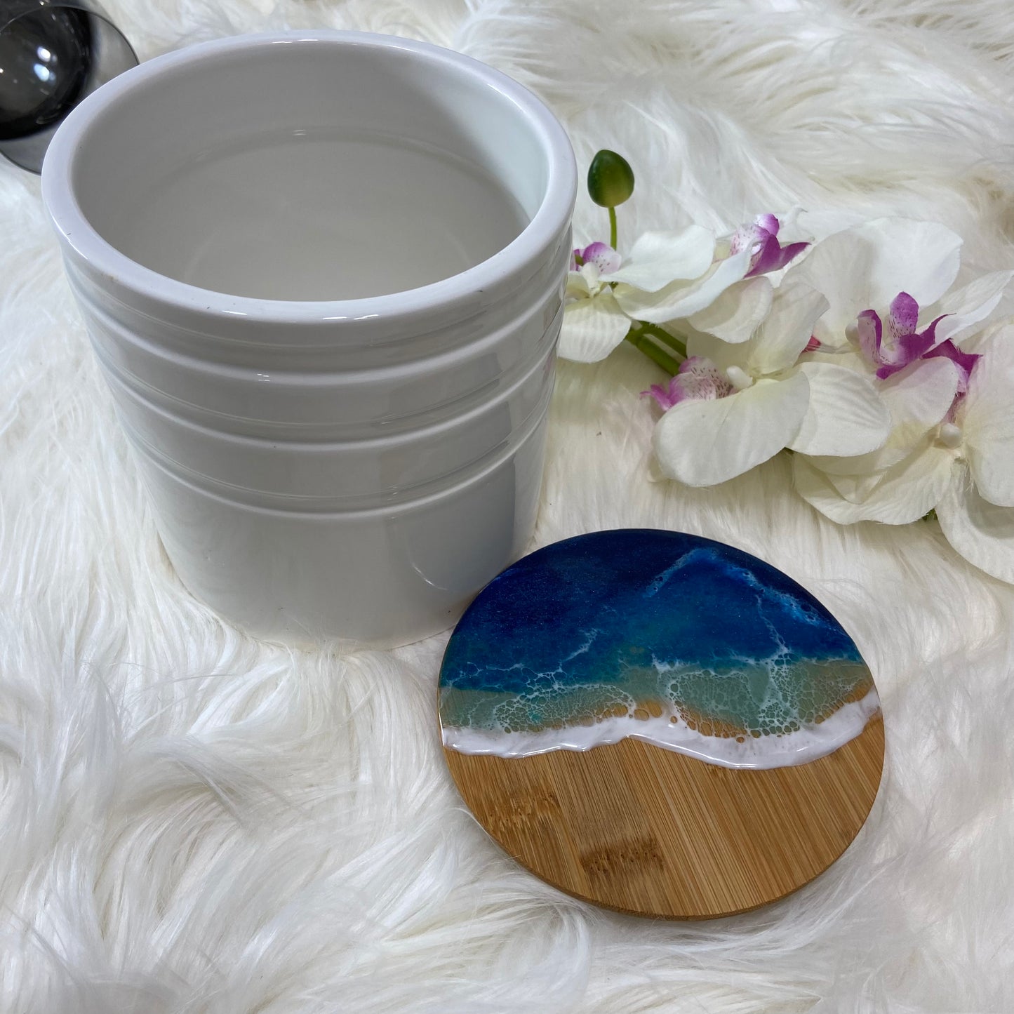 Ocean Theme Resin Art Ceramic Canisters