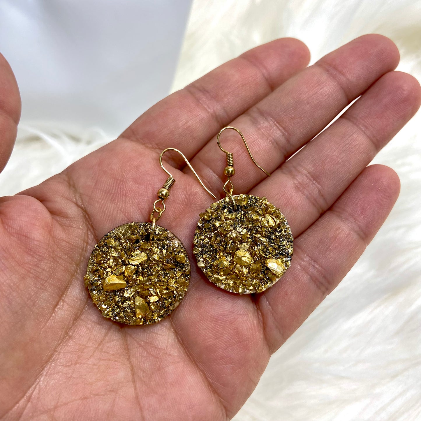 Gold Druzy Drop Earrings