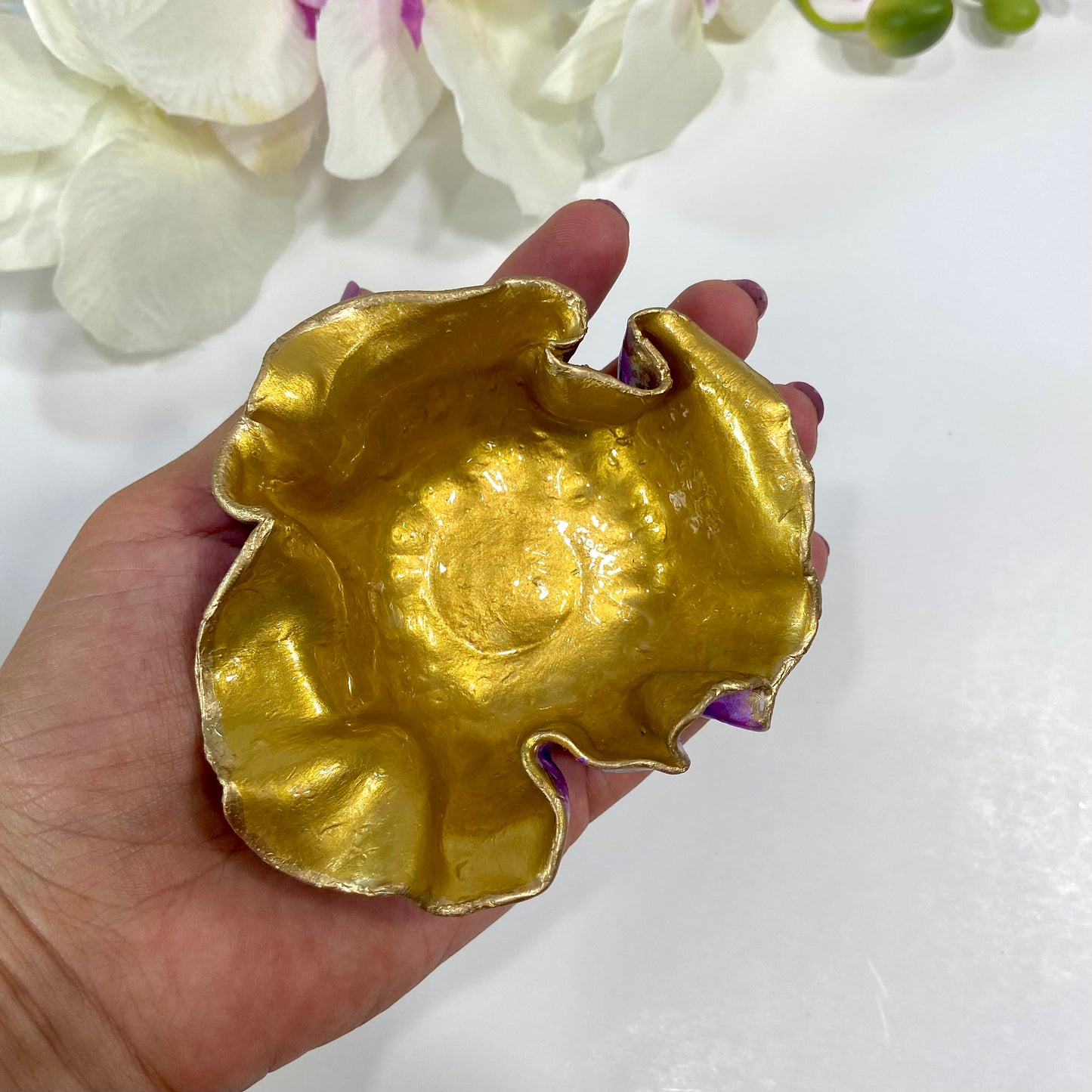 Purple and Gold Free Form Ring Dish