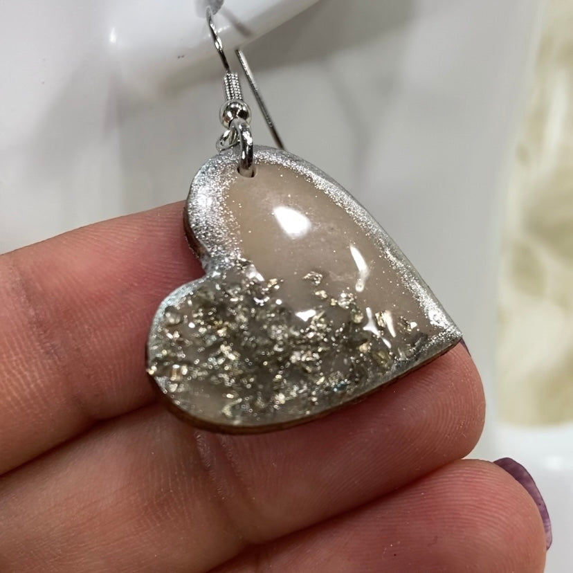 Half Hearted Silver Sparkle Drop Earrings