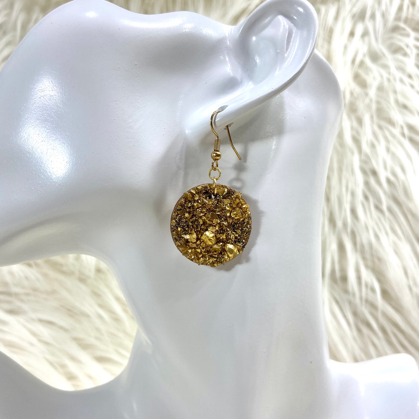 Gold Druzy Drop Earrings