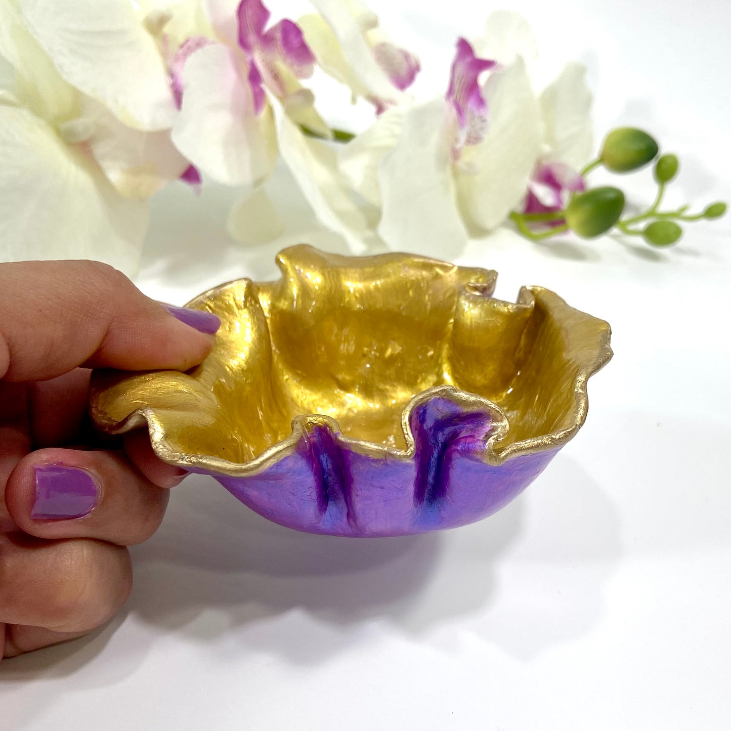 Purple and Gold Free Form Ring Dish