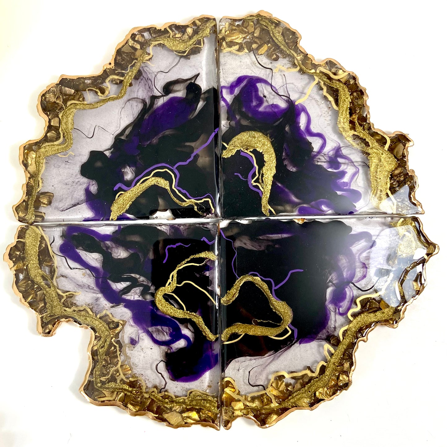 Purple and Black Geode Coasters