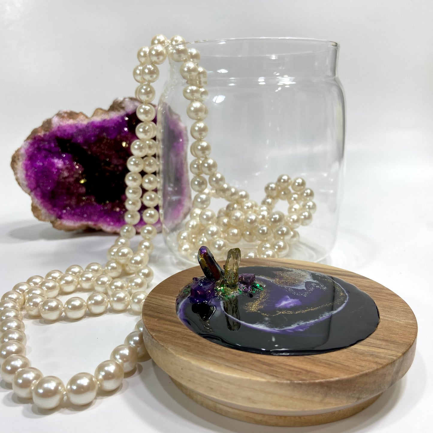 Glass Canister with Crystal Quartz