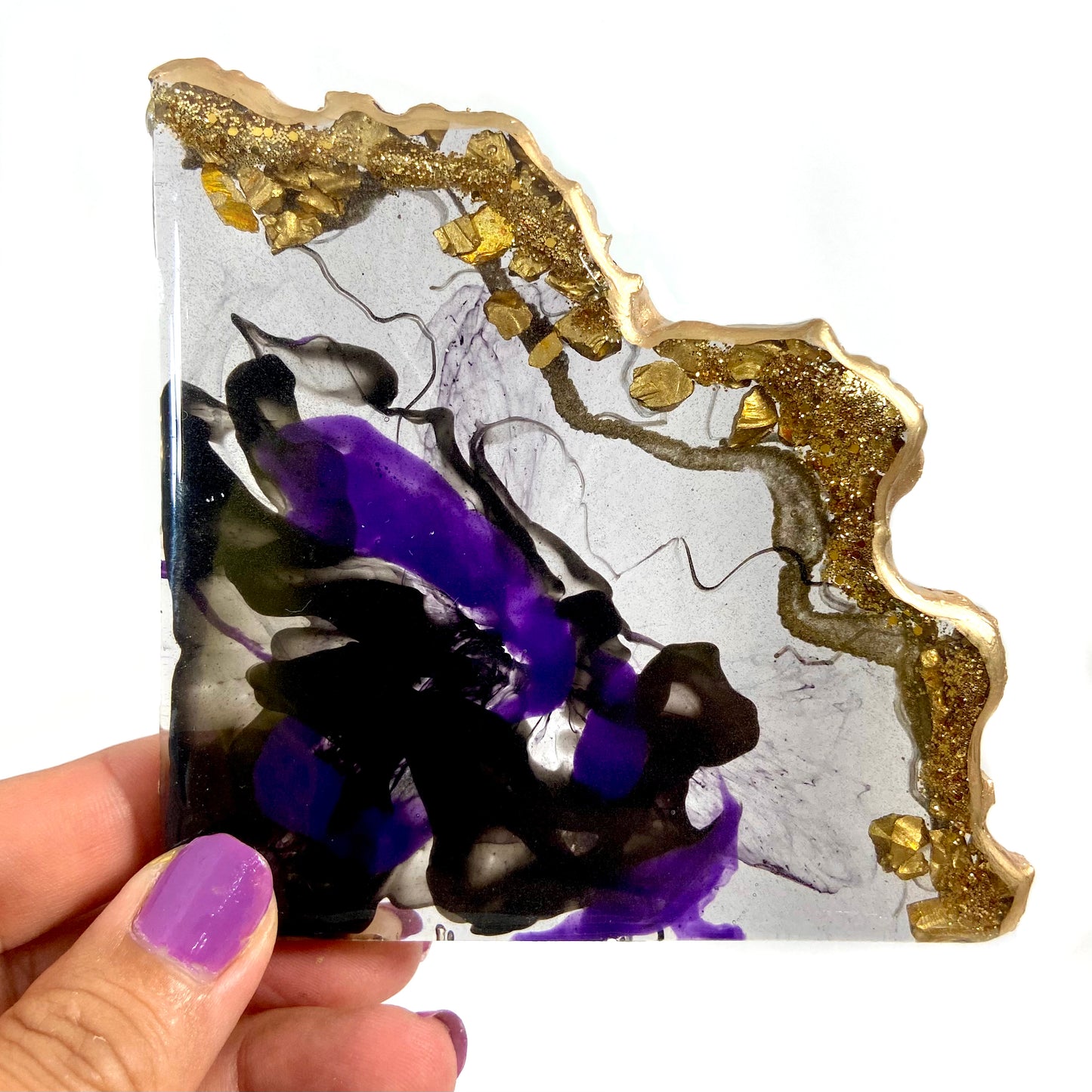 Purple and Black Geode Coasters