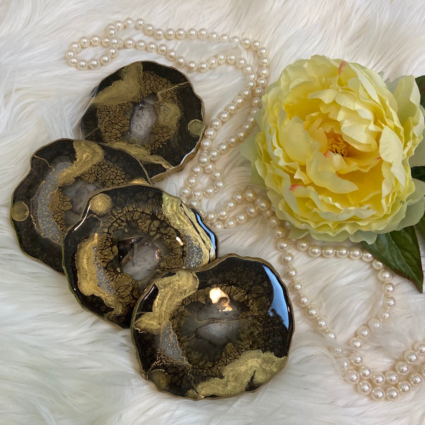 Brown and Molten Gold Inspired Agate Coasters