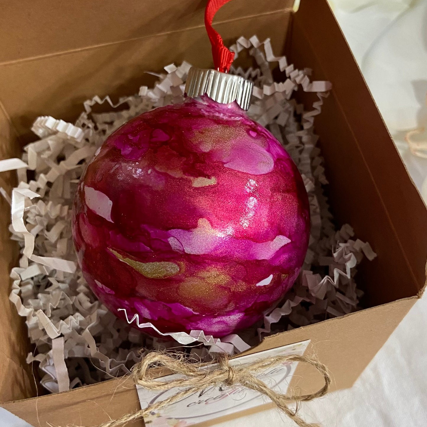 Magenta and Gold Christmas Tree Ornament