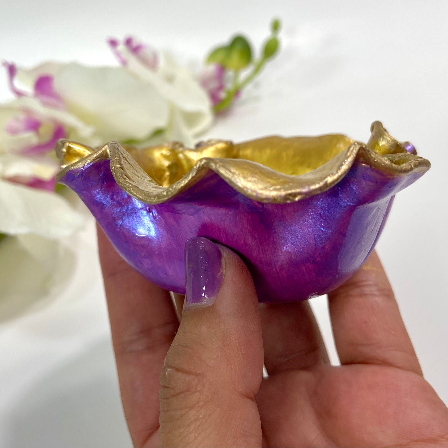 Purple and Gold Free Form Ring Dish