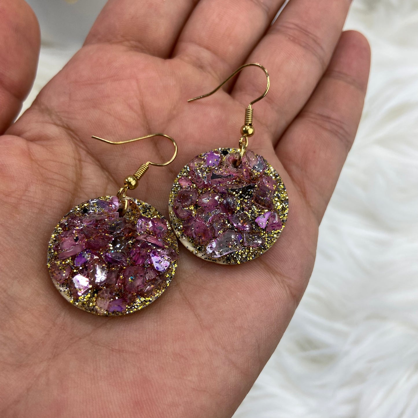 Faux Amethyst Druzy Drop Earrings