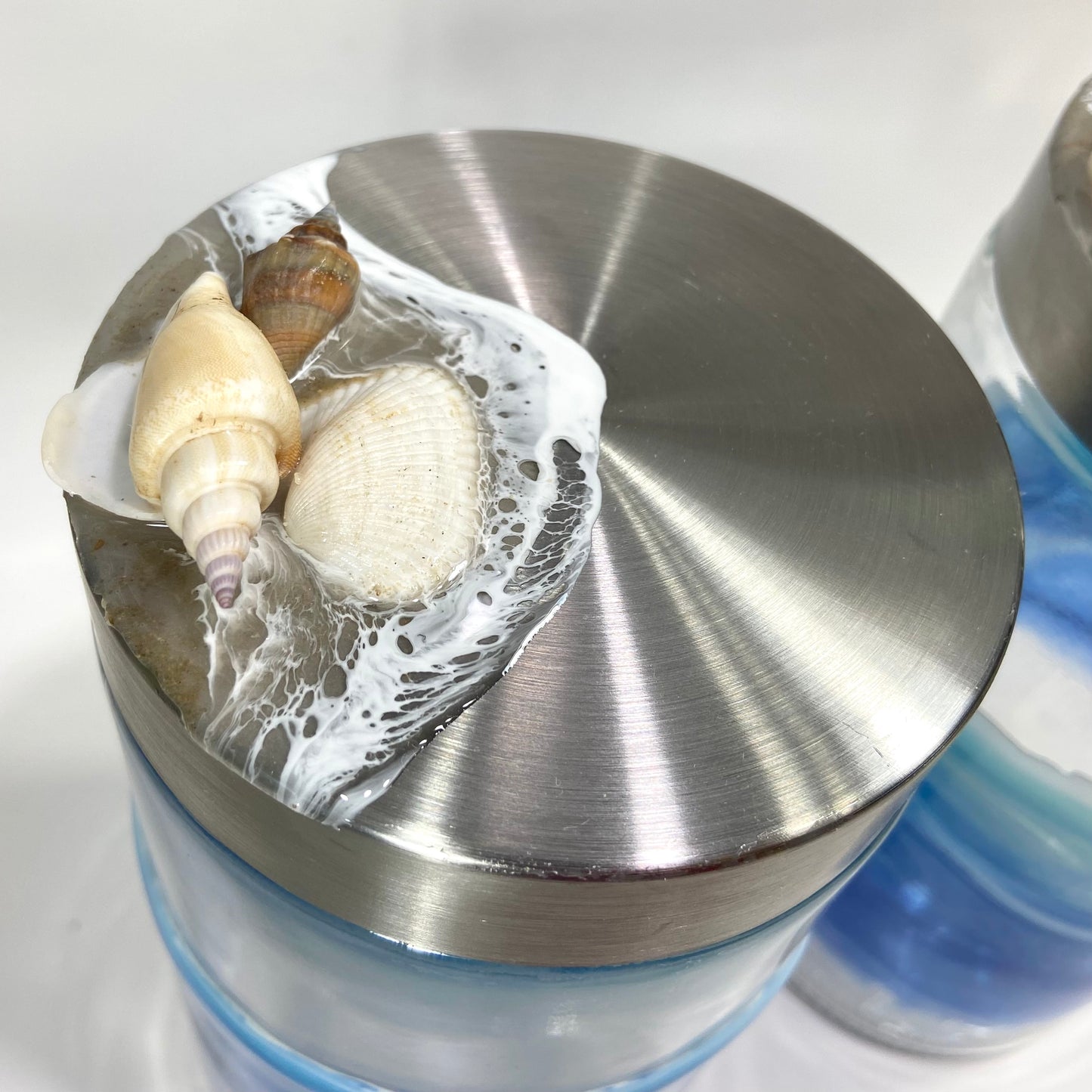 Ocean Theme Glass Canister with Shells