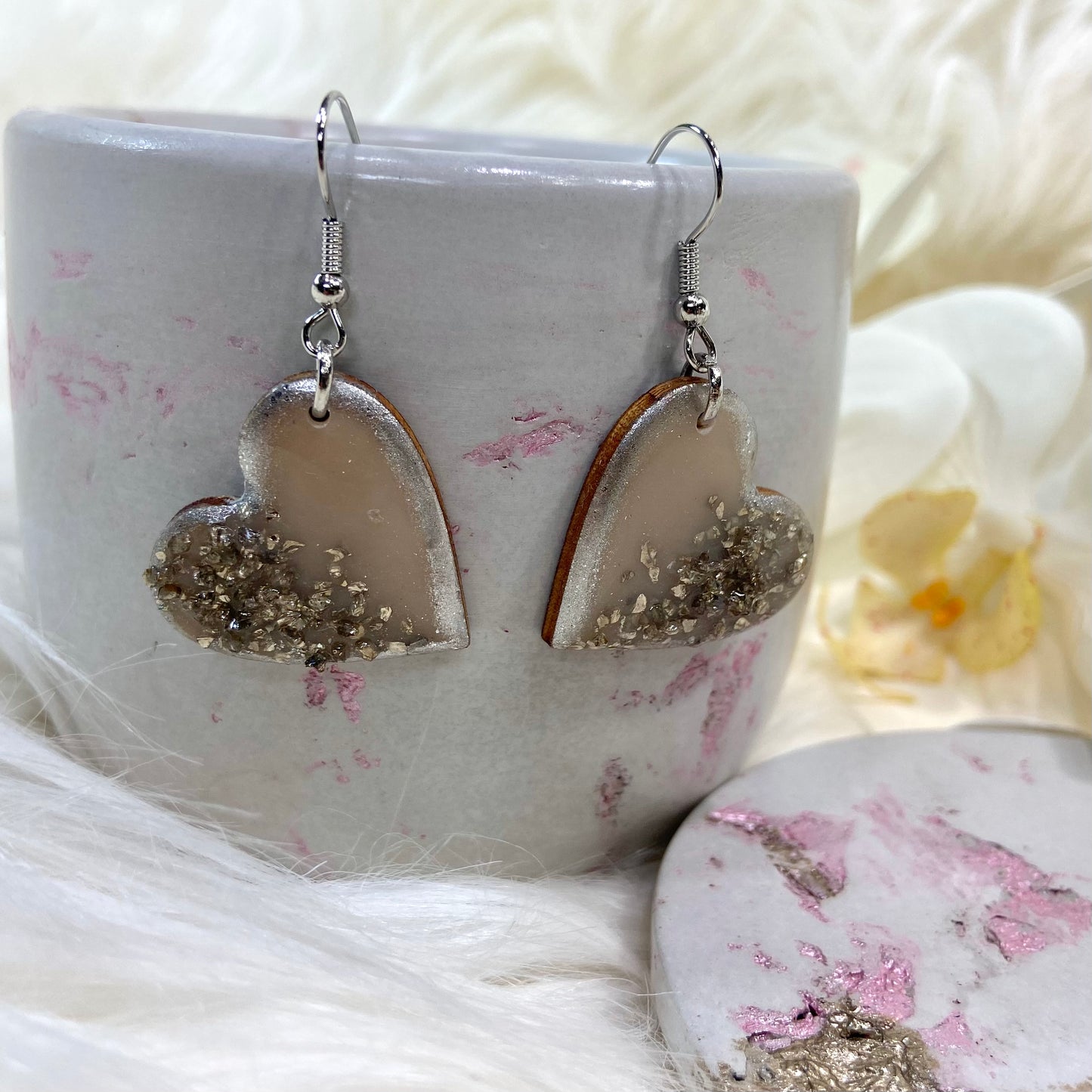 Half Hearted Silver Sparkle Drop Earrings