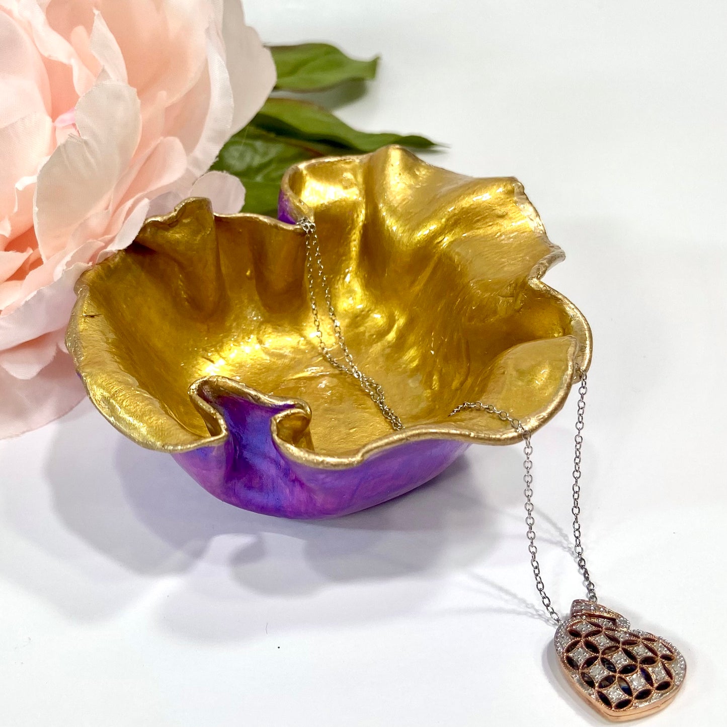 Purple and Gold Free Form Ring Dish