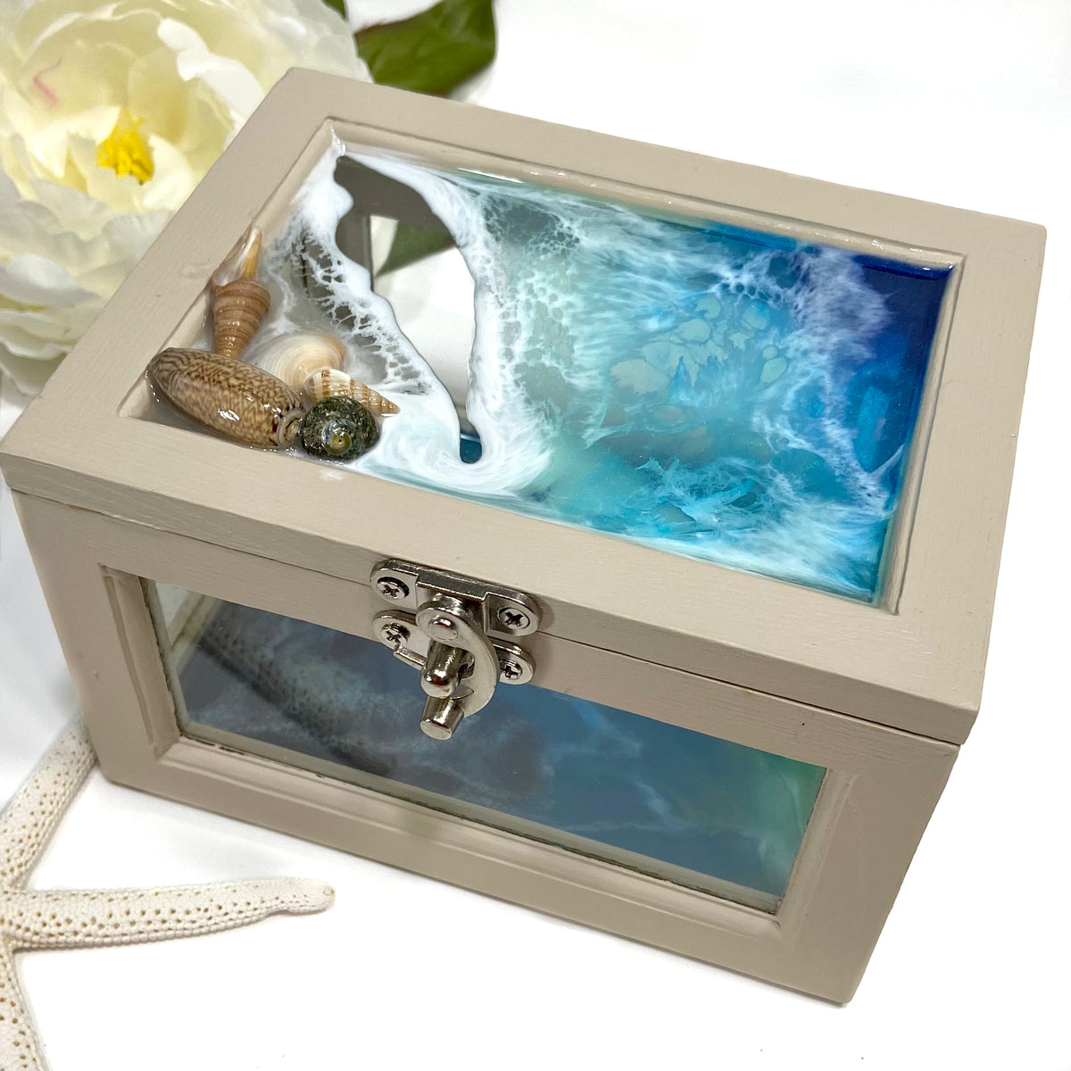 Coastal Resin & Shell Keepsake Box
