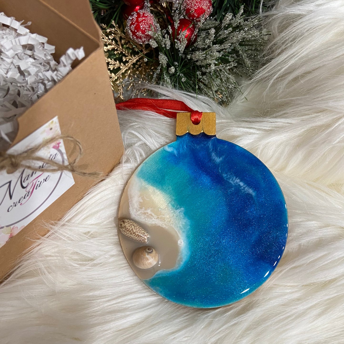 Ocean Theme Christmas Tree Ornament with Natural Shells