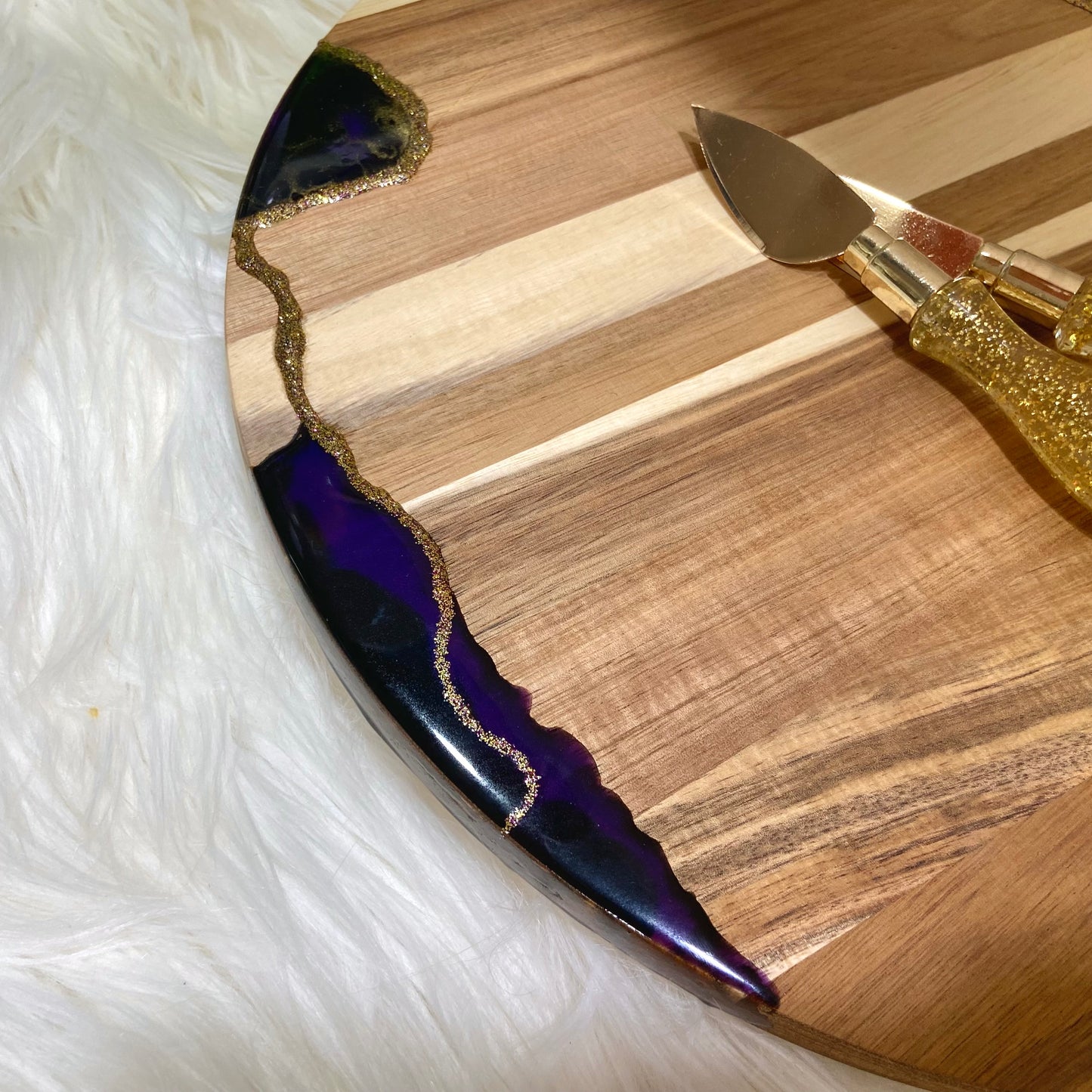 Black & Purple Geode Lazy Susan