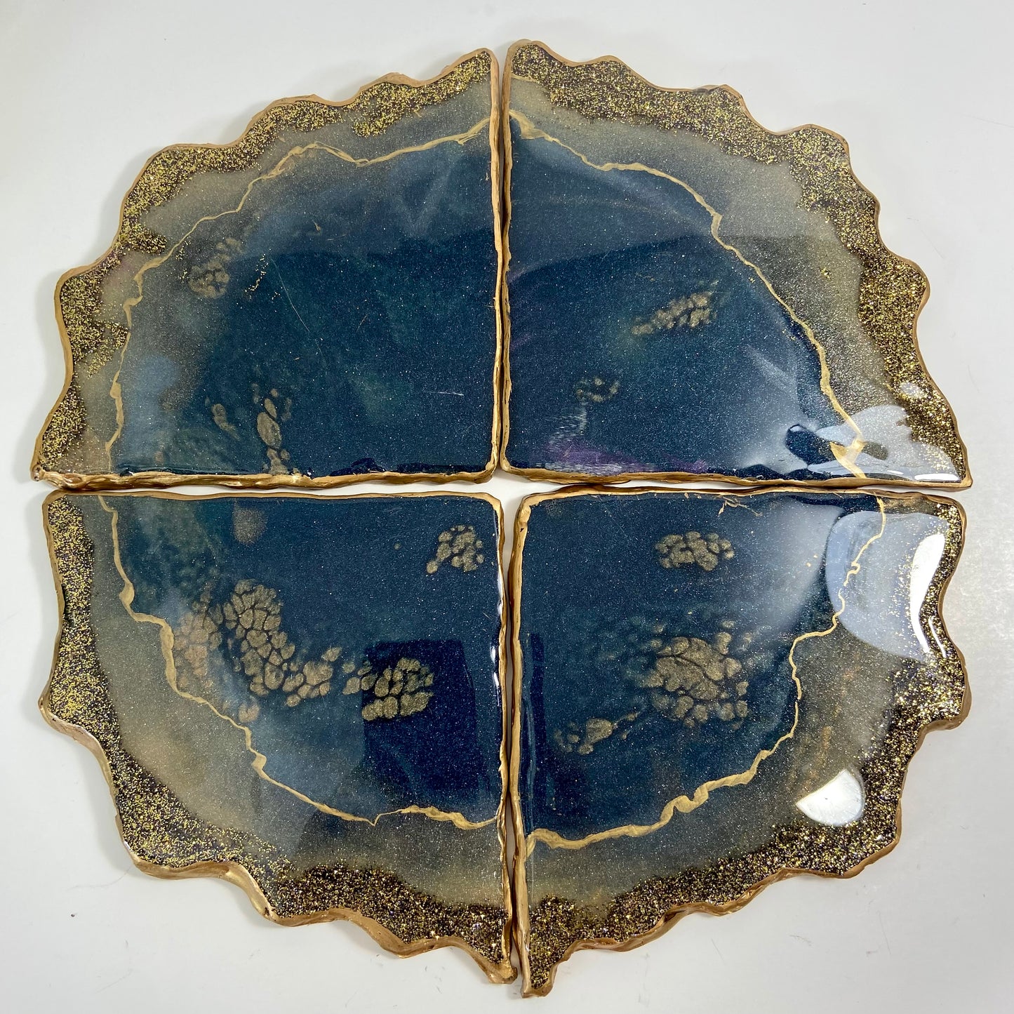 Large Navy Blue and Gold Coasters
