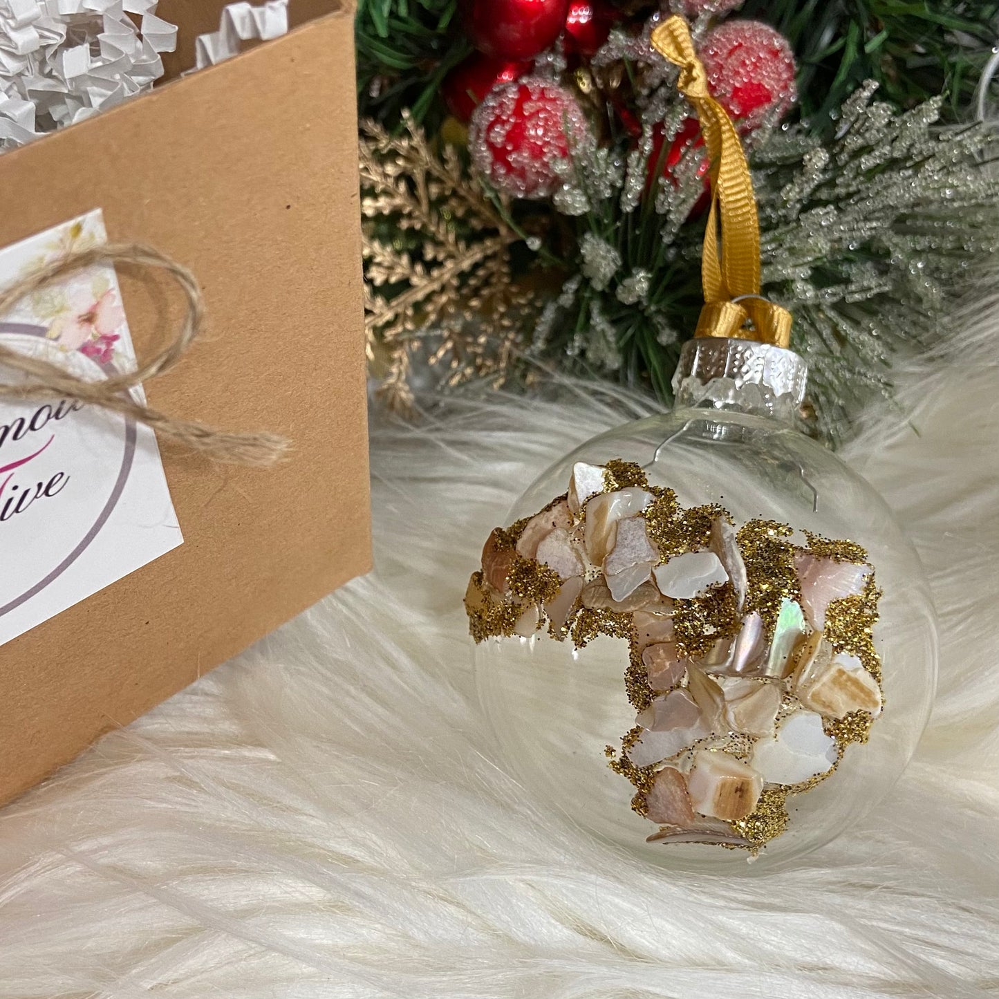 Mother of Pearl Bits Ball Ornament