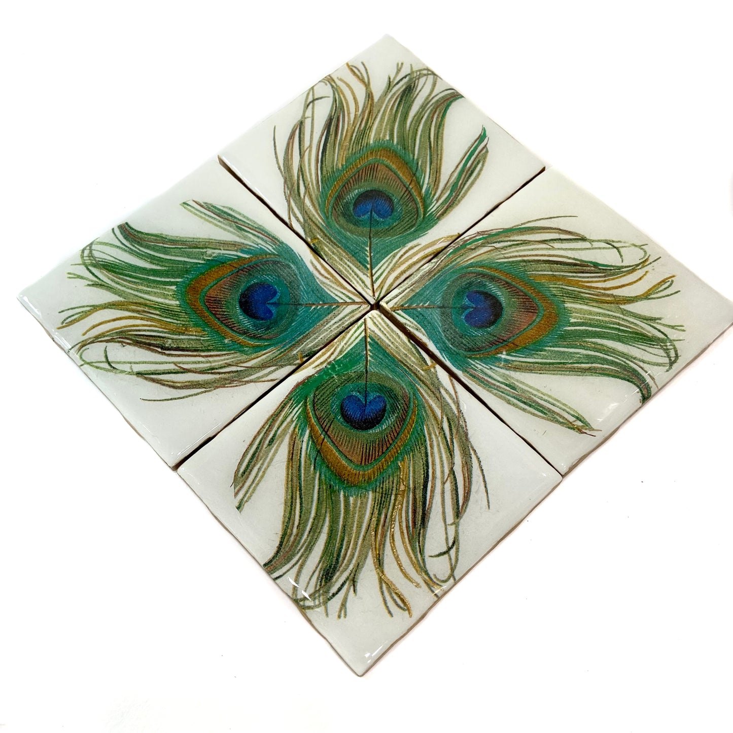 Peacock Feather Coaster Set