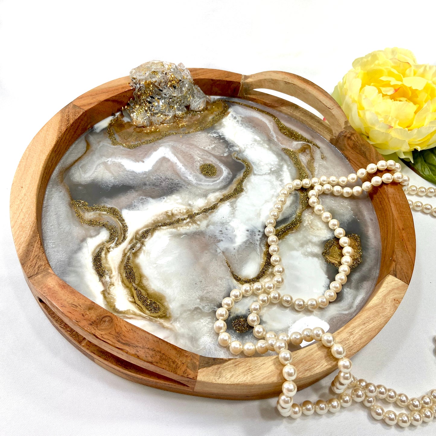 Inspired Marble Resin Round Tray