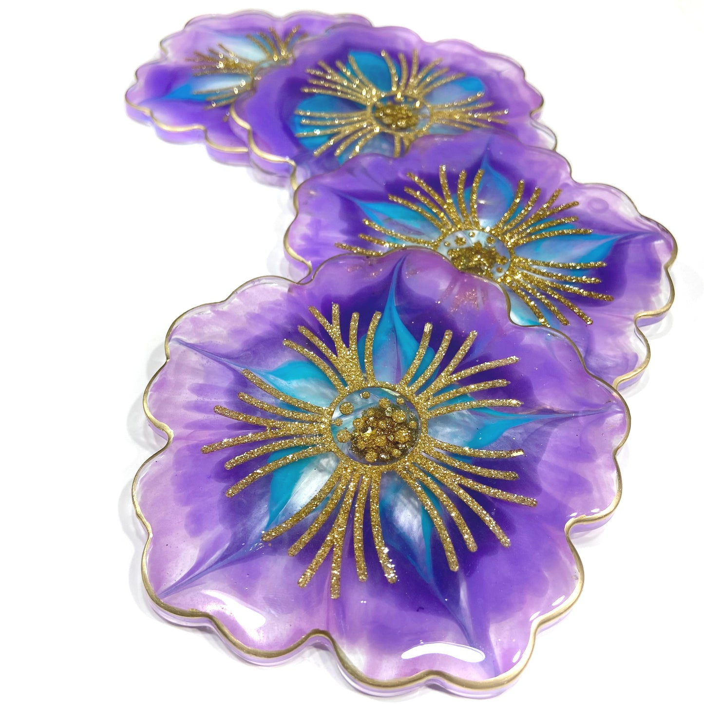Purple Resin Flower Coasters
