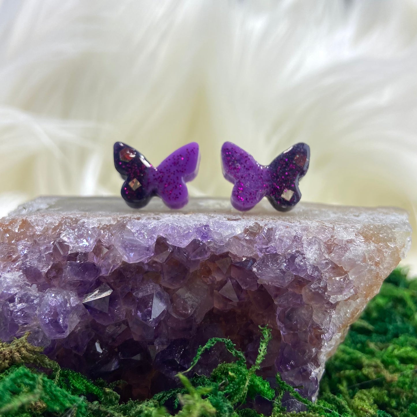 Two Tone Butterfly Stud Earrings