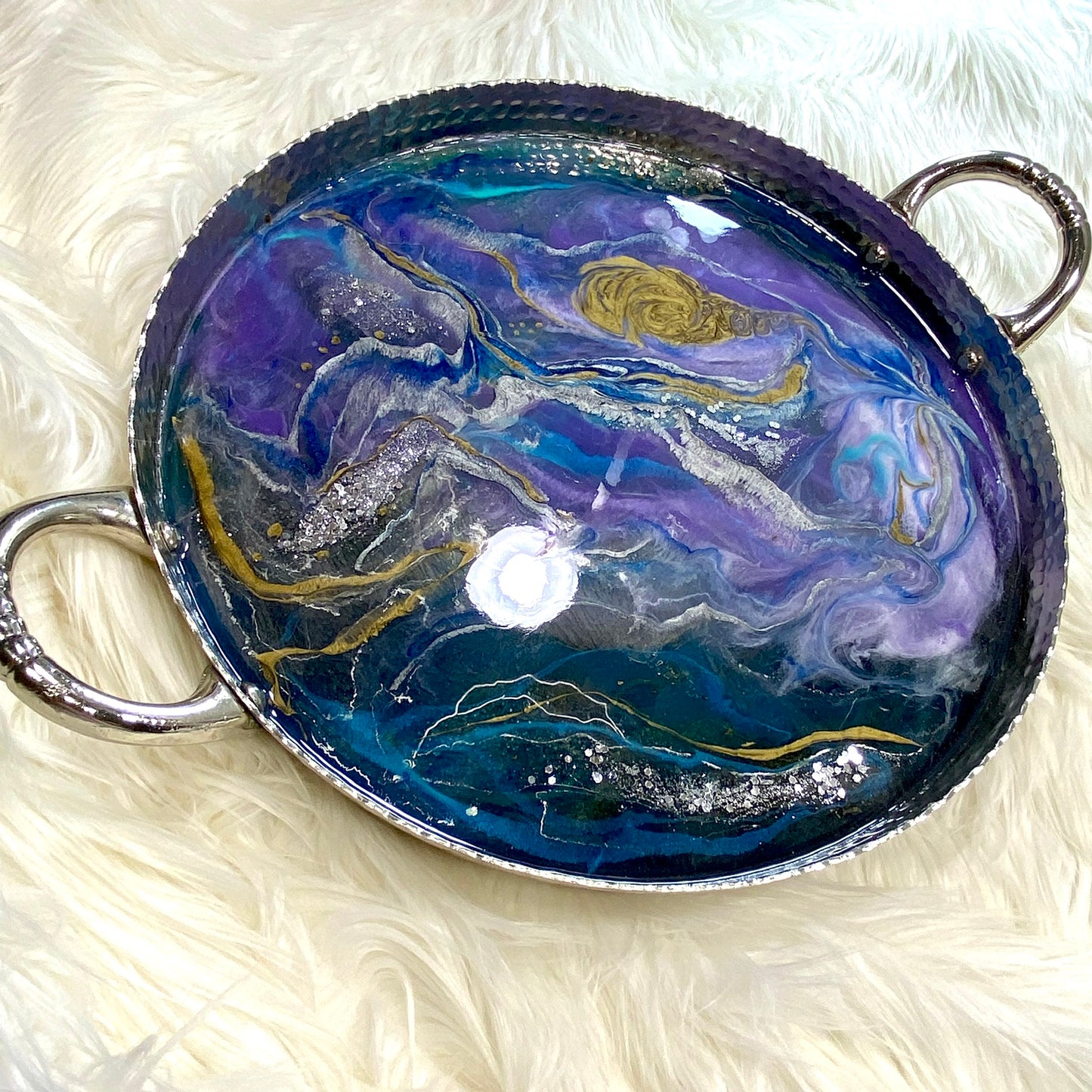 Abstract Resin Art - Metal Tray