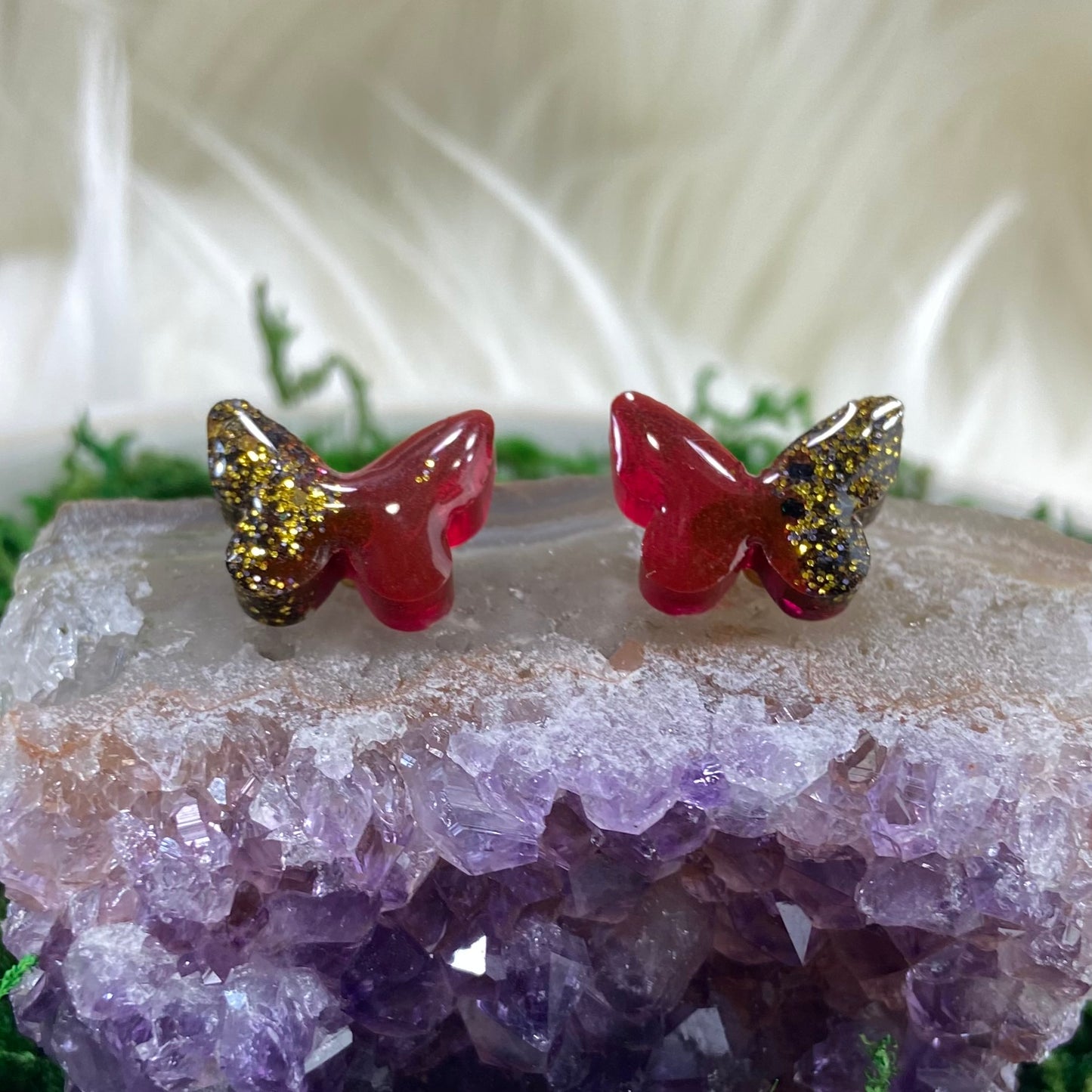 Two Tone Butterfly Stud Earrings