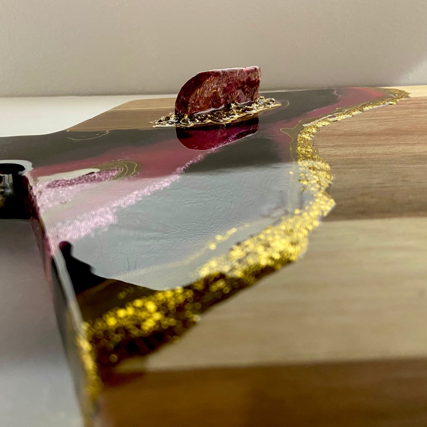 Hot Pink and Black Geode Serving Board - Large
