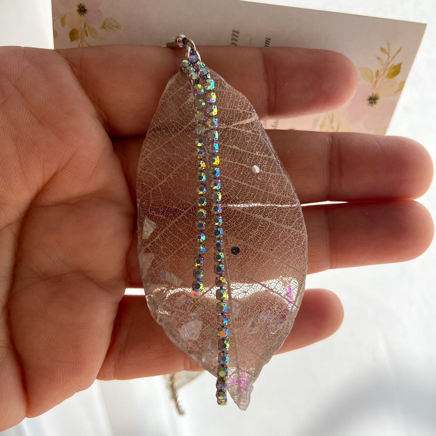Skeleton Leaf Earrings - White