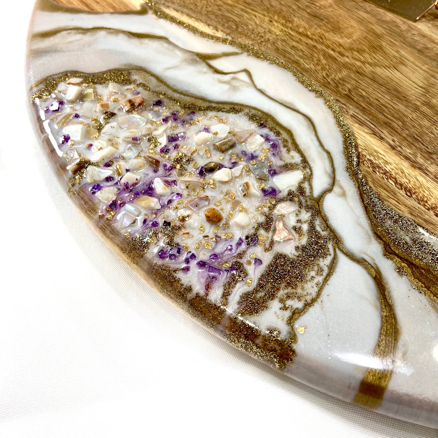 Geode Lazy Susan - White and Purple
