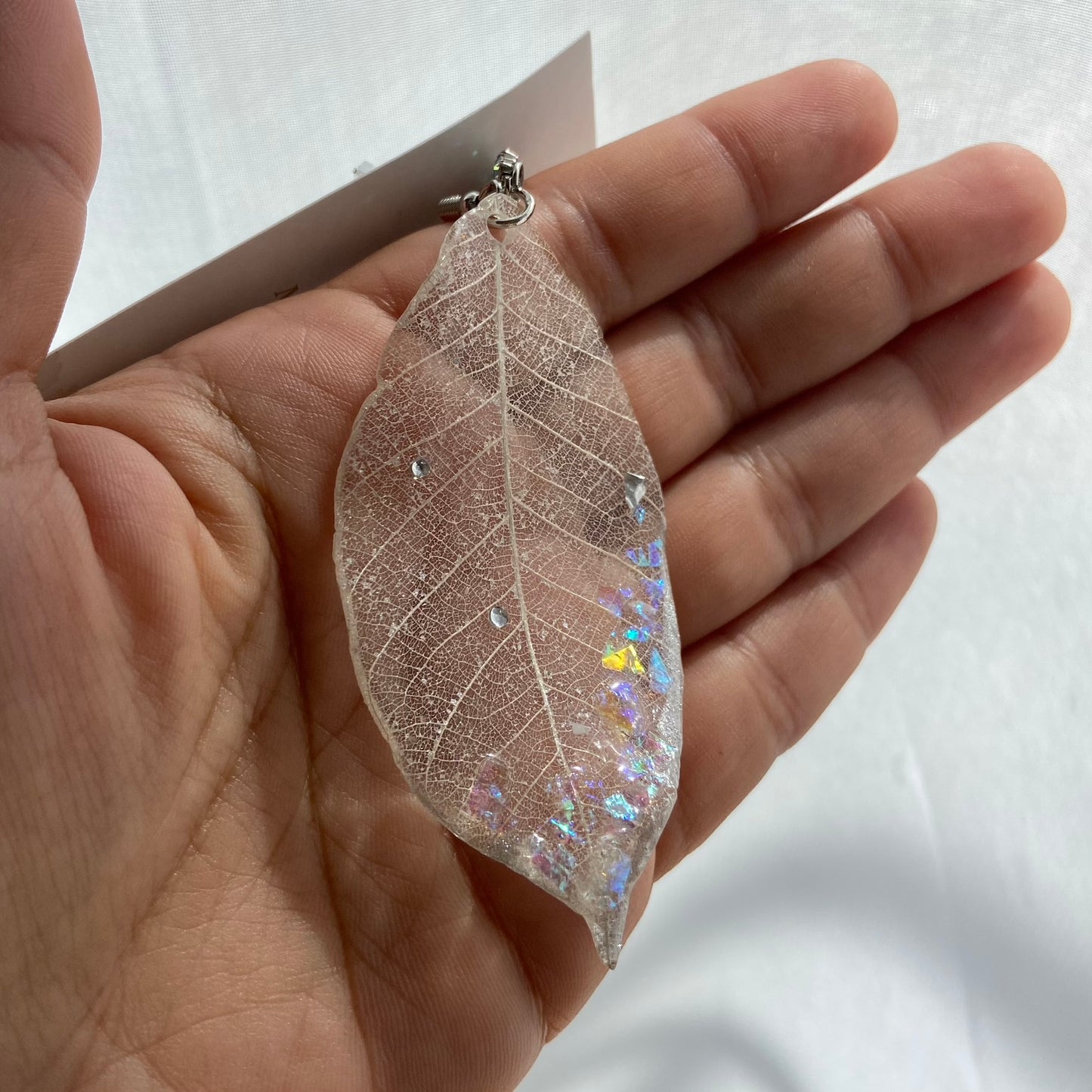 Skeleton Leaf Earrings - White