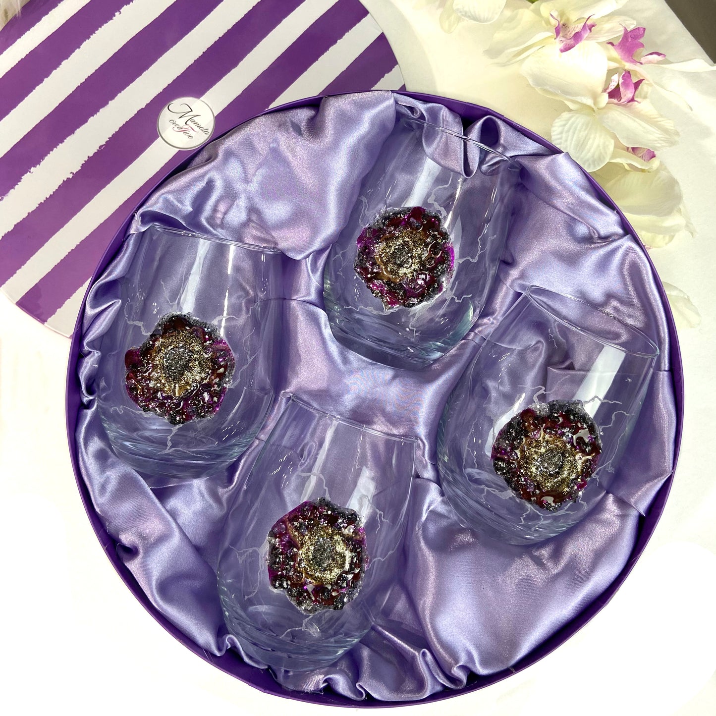 Purple Druzy Set of Glasses