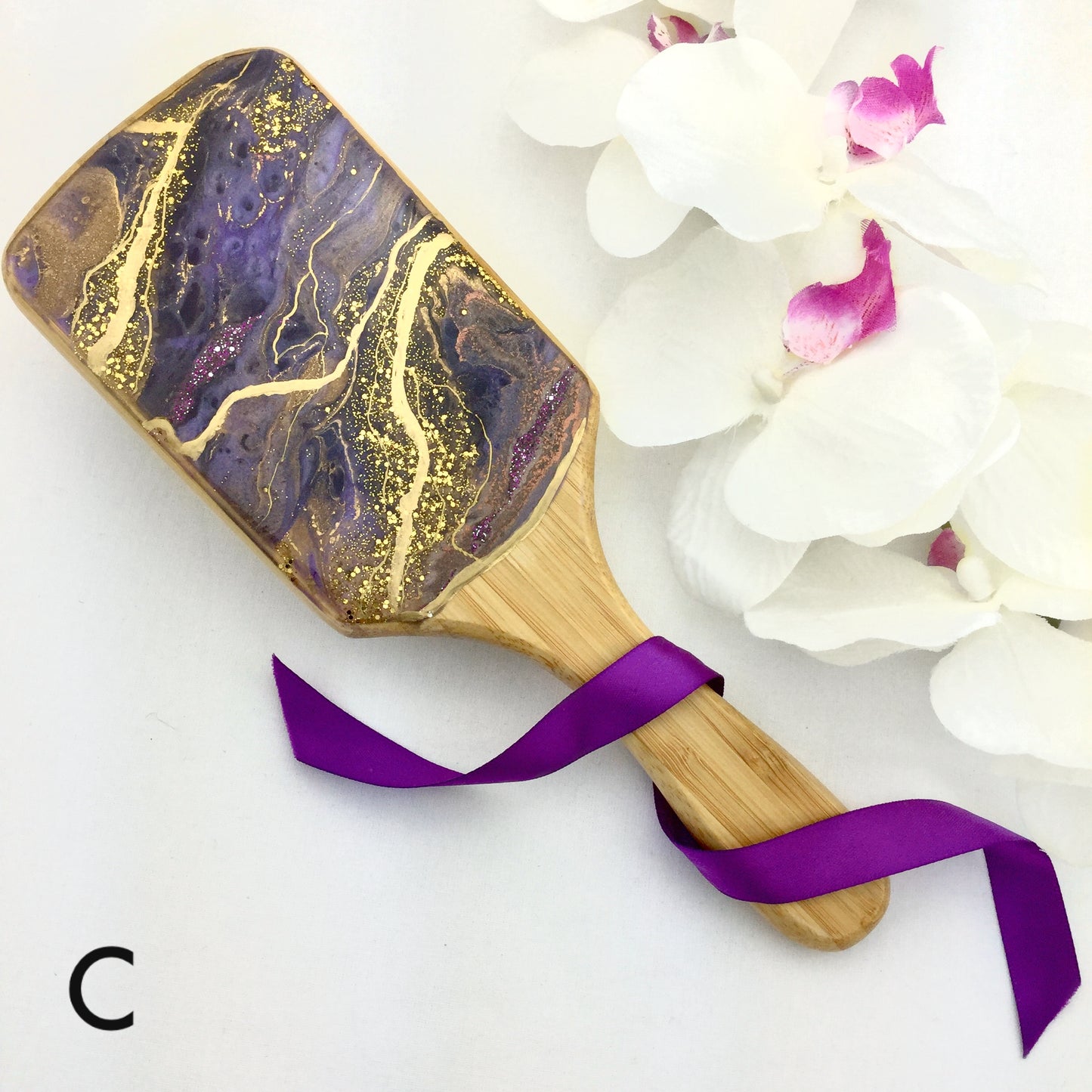 Amethyst geode resin art detangling spa hairbrush - Mamota Creative