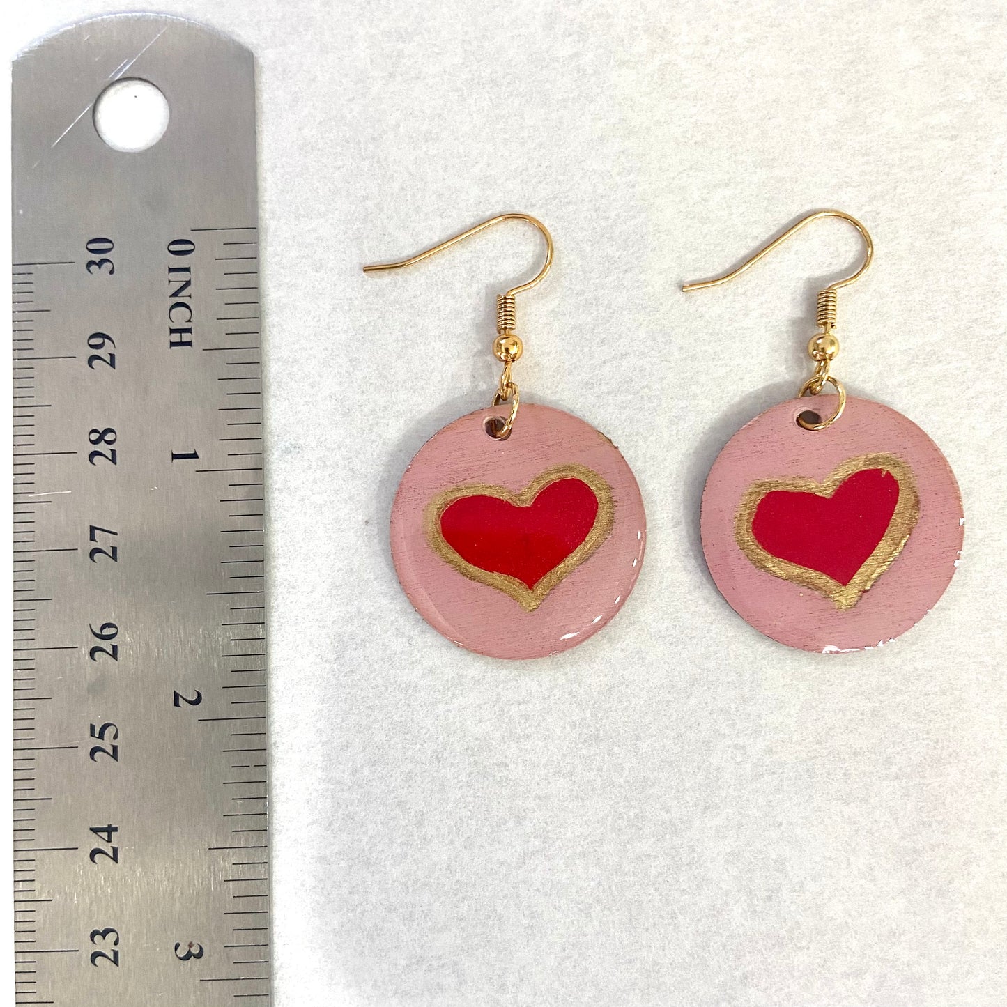 Round Red Heart Earrings