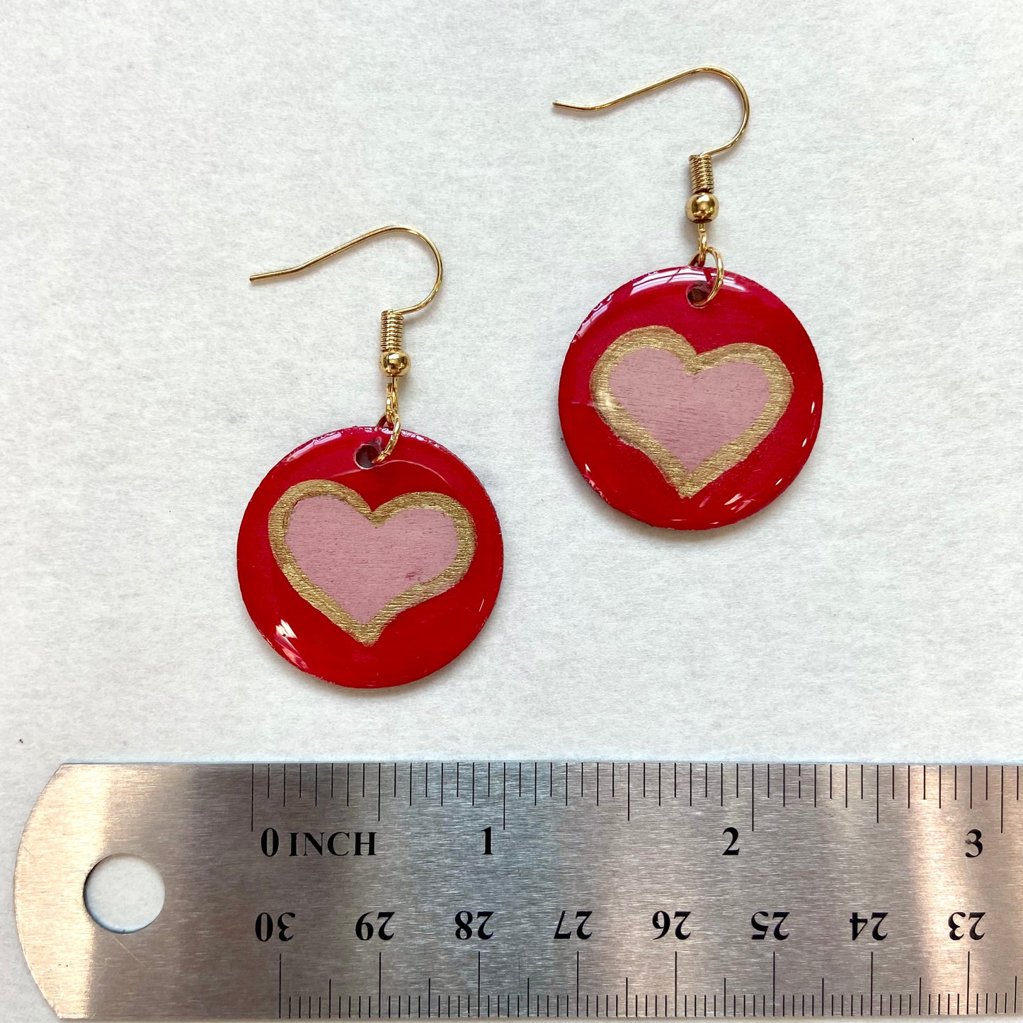 Pink Heart Round Earrings