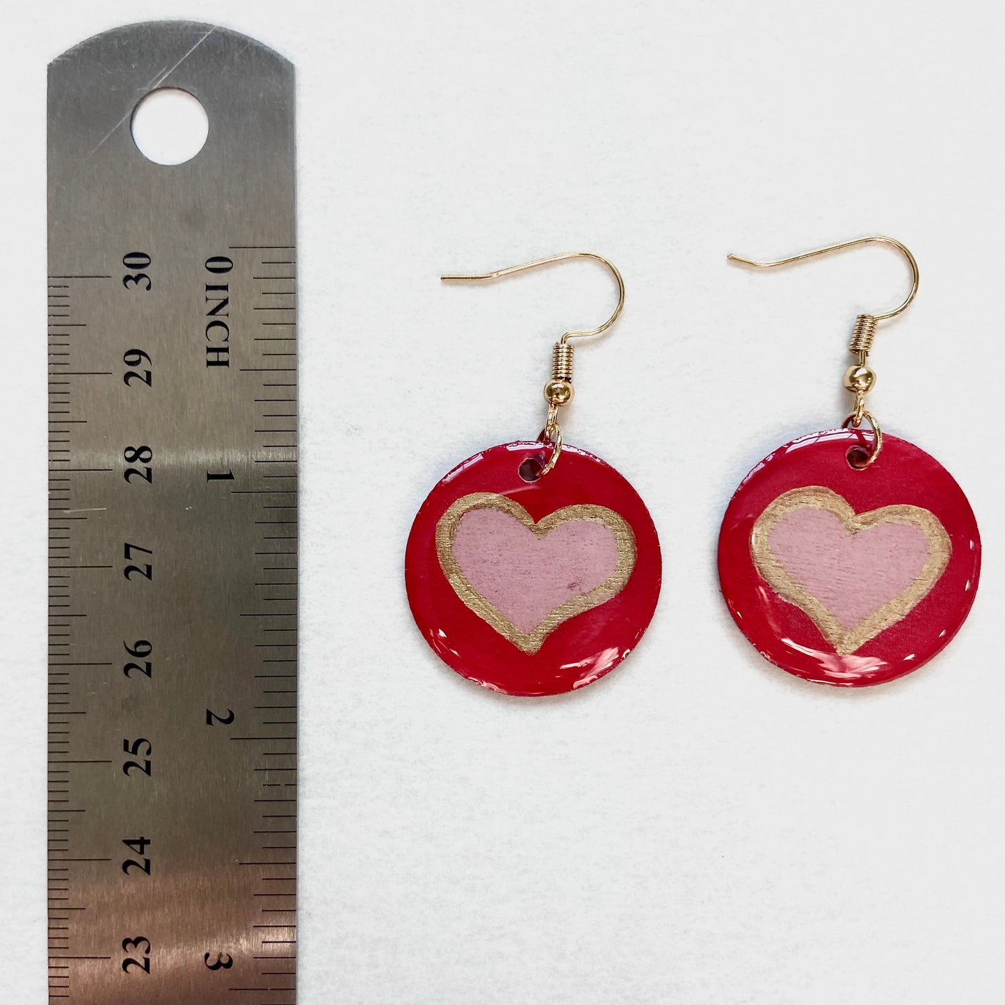 Pink Heart Round Earrings