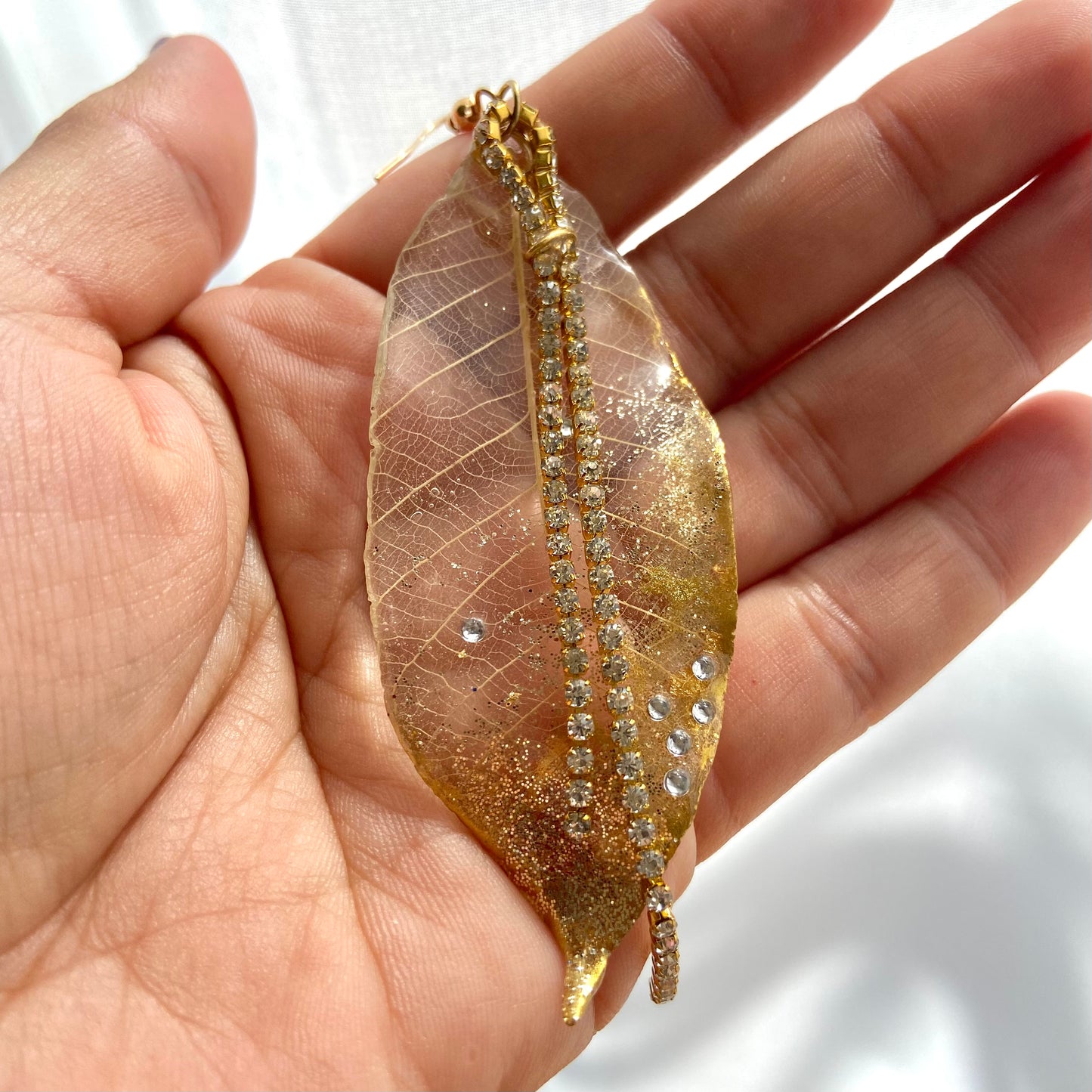 Gold Skeleton Leaf Drop Earrings