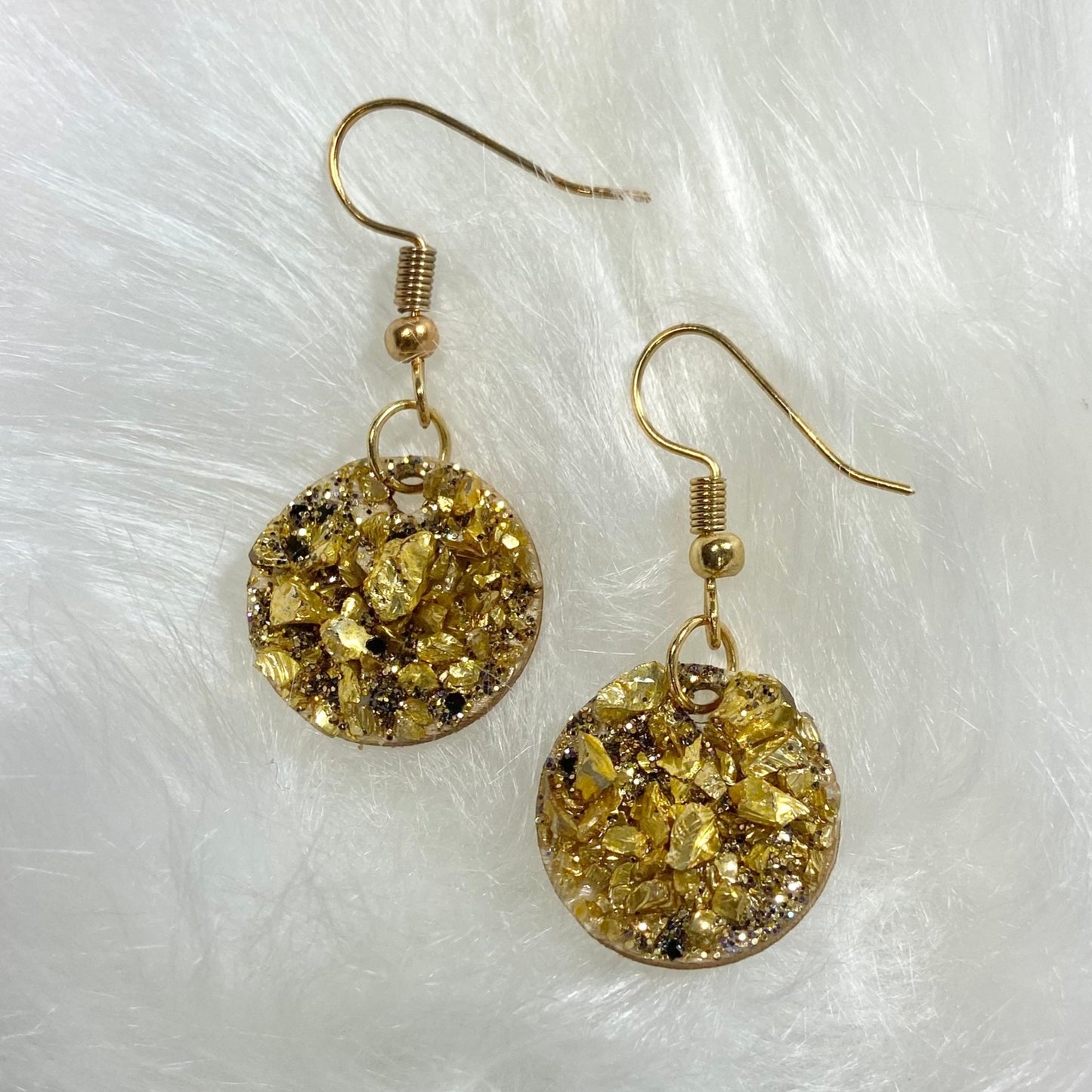 Small Druz Drop Earrings - Gold - Mamota Creative