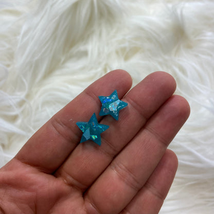 Stud Earrings- Aqua Star