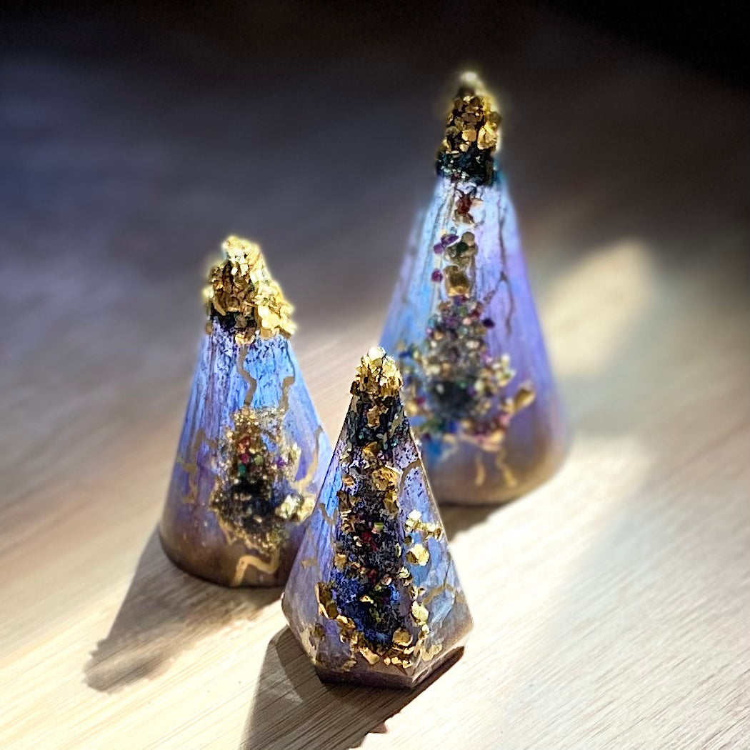 set of 3 ring holder cones in geode style - Mamota Creative