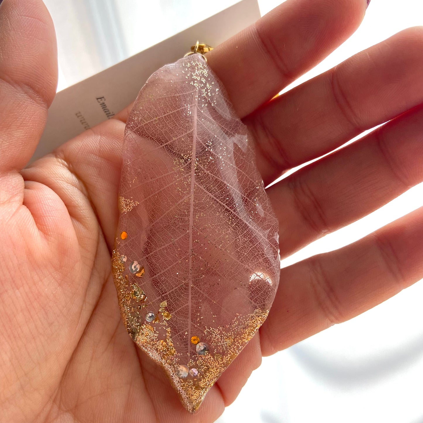 Blush & Amber Skeleton Leaf Drop Earrings