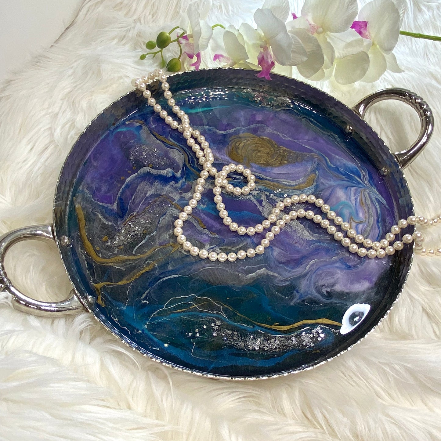 Abstract Resin Art - Metal Tray
