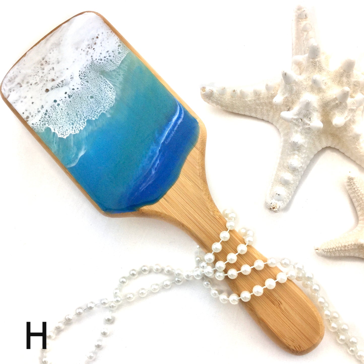 Ocean waves resin art detangling hairbrush - Mamota Creative