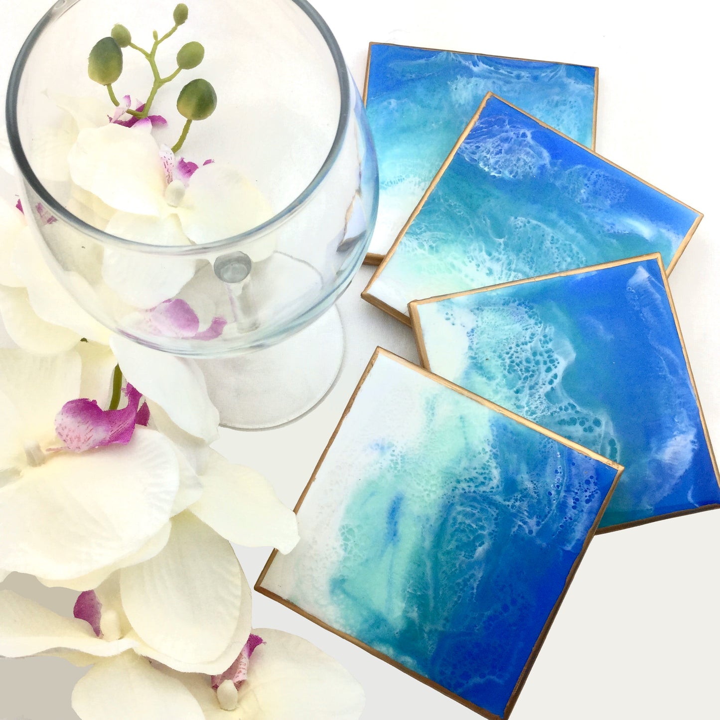Ocean Waves Theme Coasters Set Of 4 - Mamota Creative