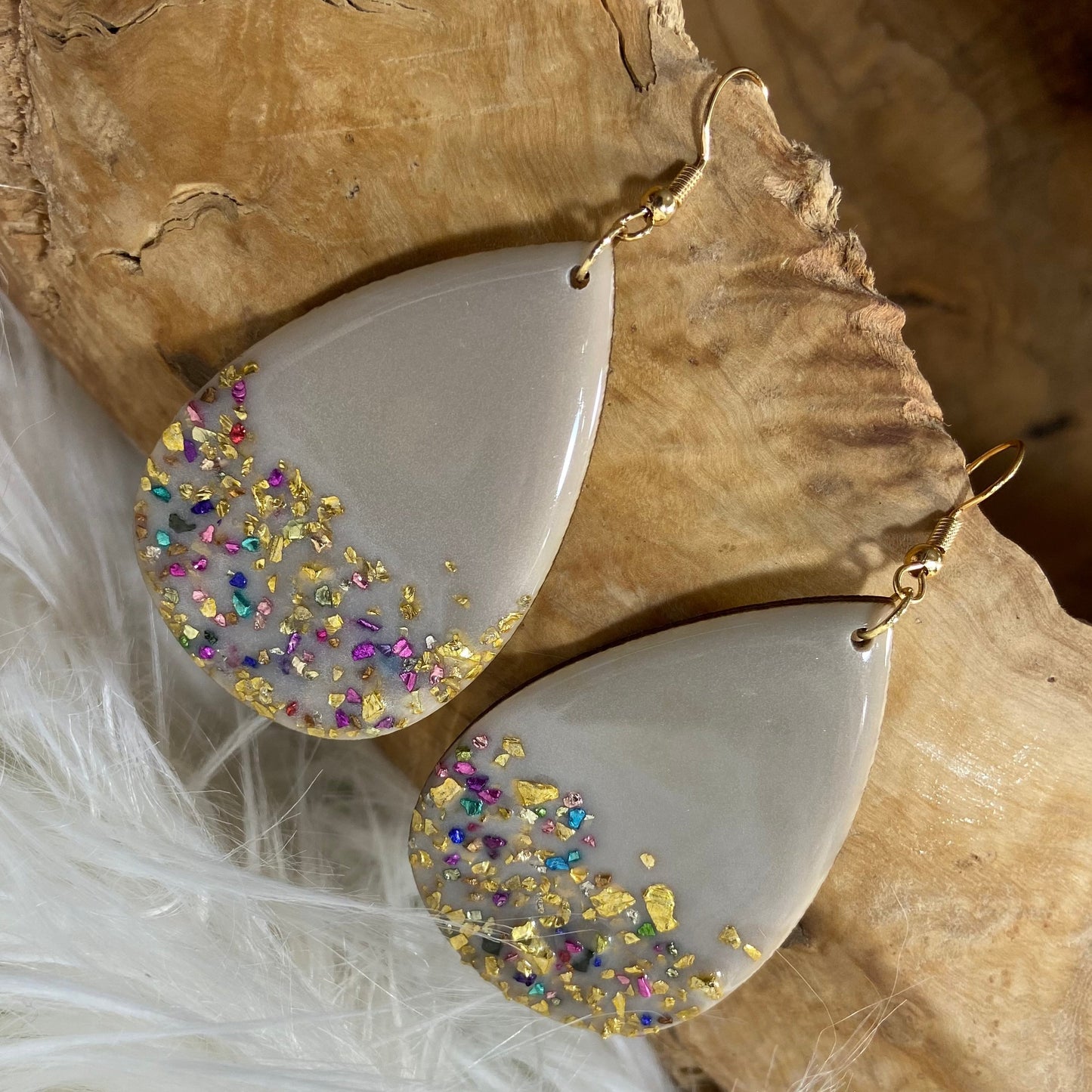 Tan Teardrop Earrings