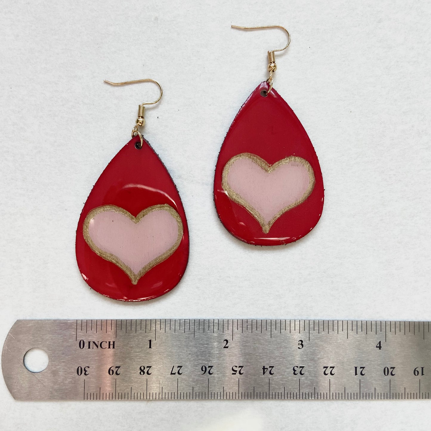 Pink Heart Teardrop Earrings