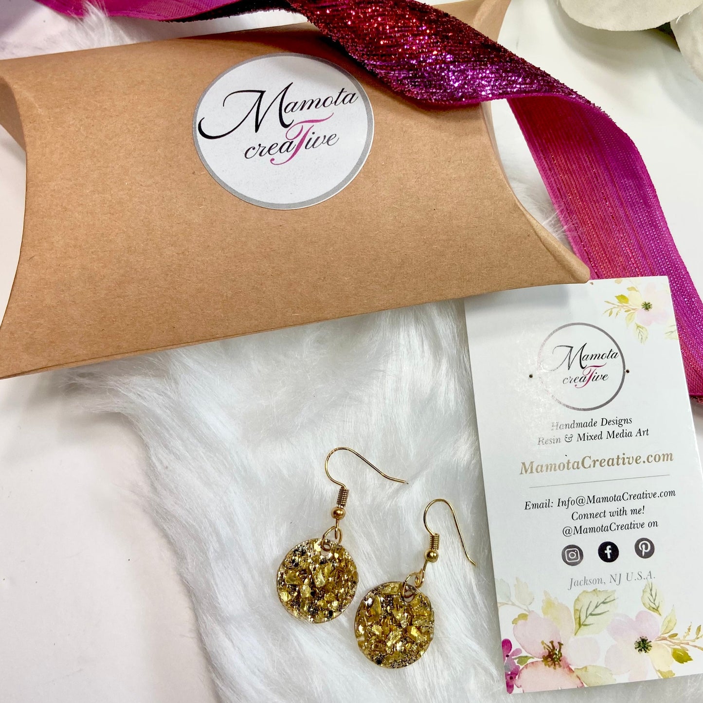 Small Druz Drop Earrings - Gold - Mamota Creative