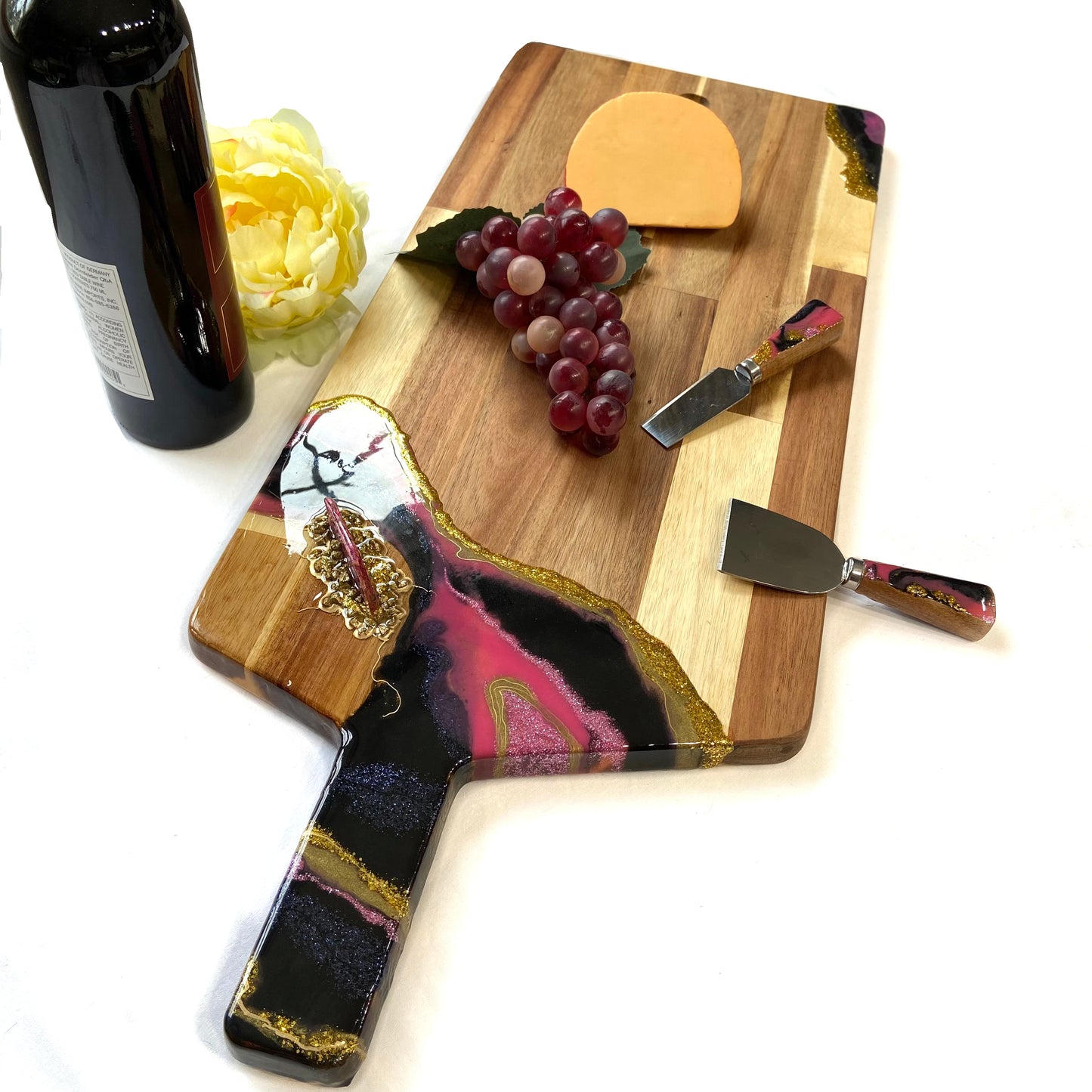 Hot Pink and Black Geode Serving Board - Large