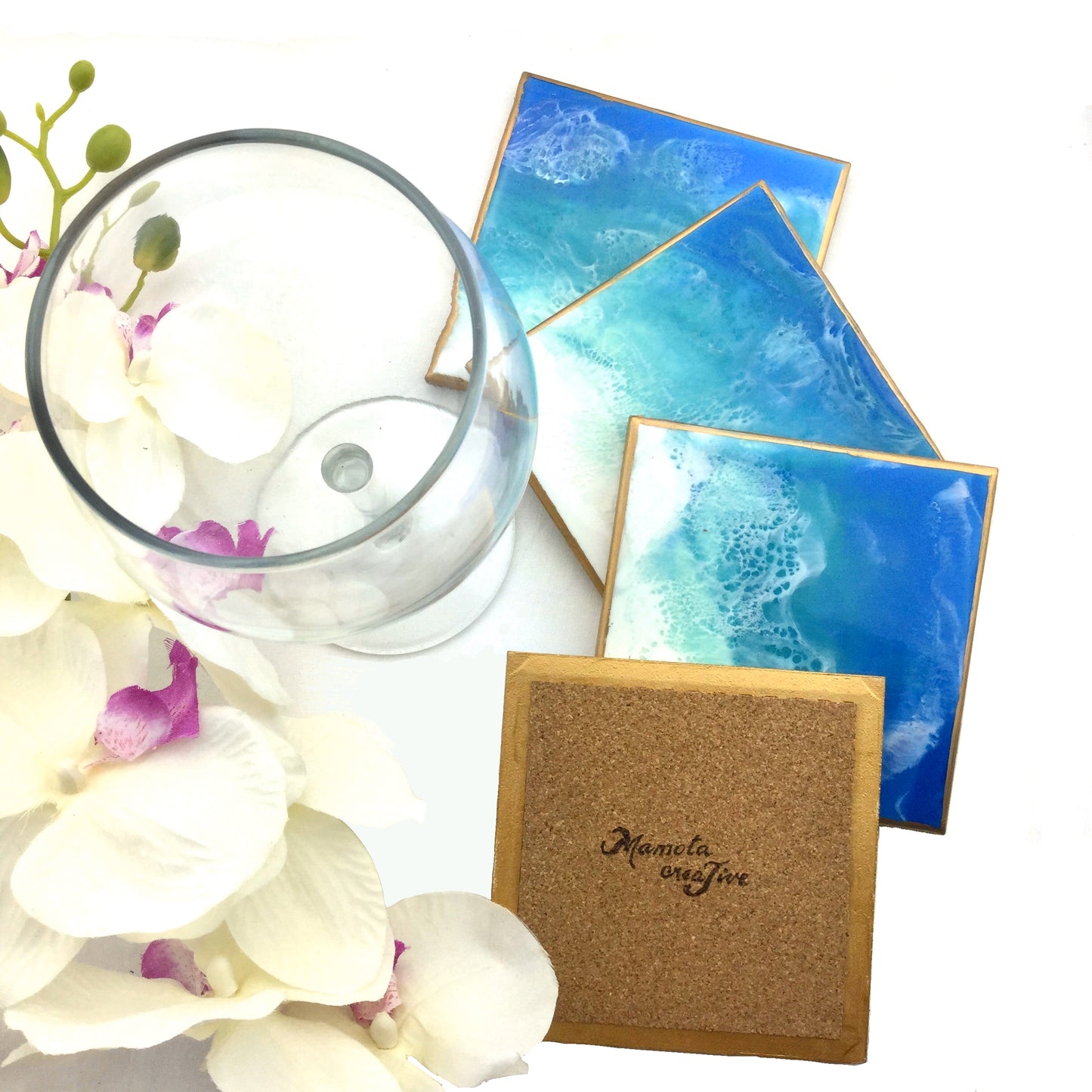 Ocean Waves Theme Coasters Set Of 4 - Mamota Creative