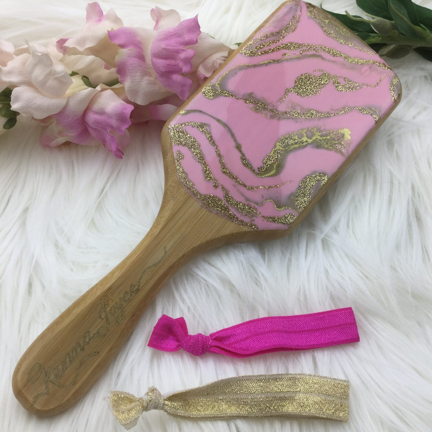 Detangling Spa Hairbrush with Resin Art - Assorted Colors